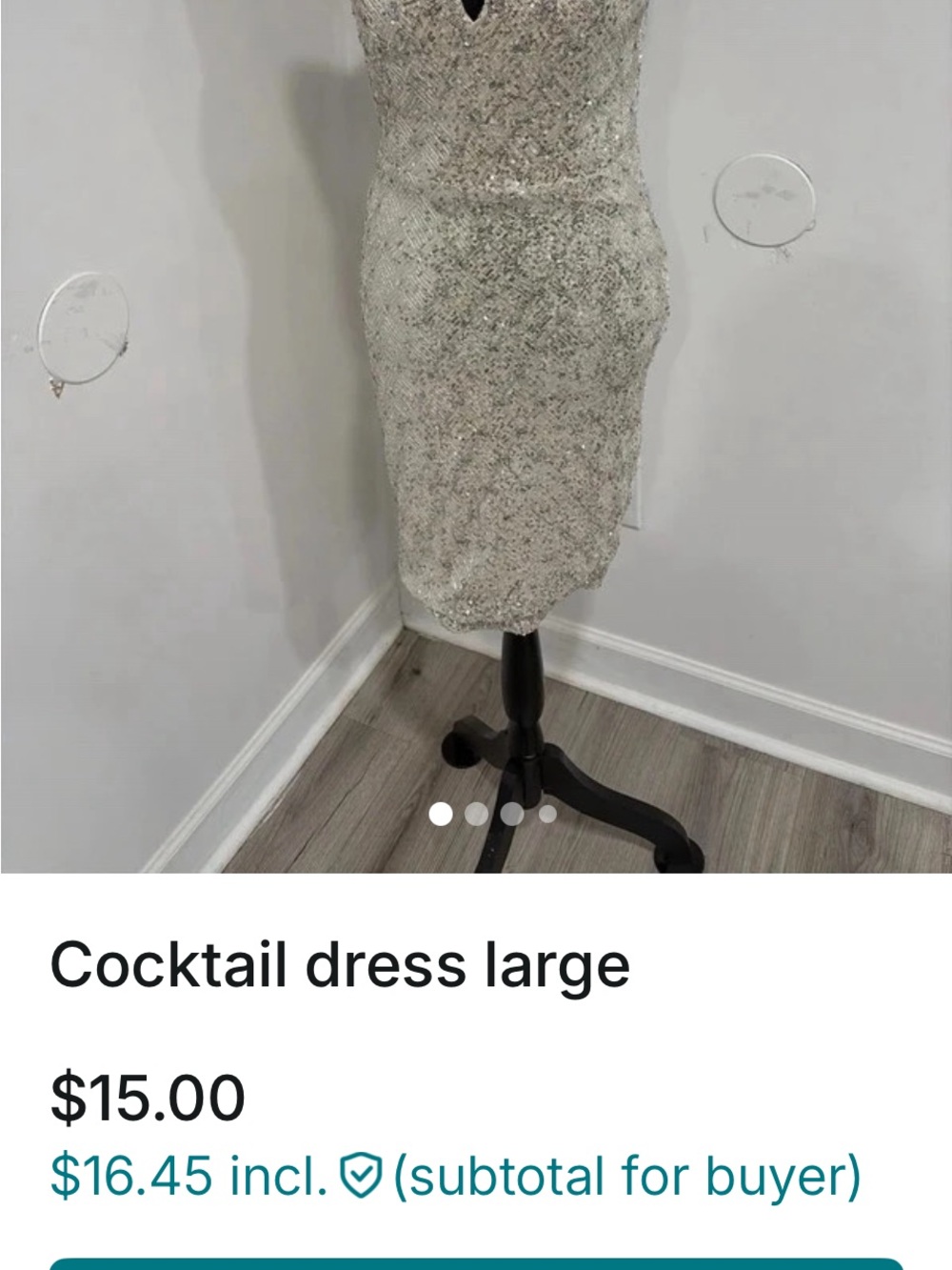 Silver Sequin V-Neck Midi Dress